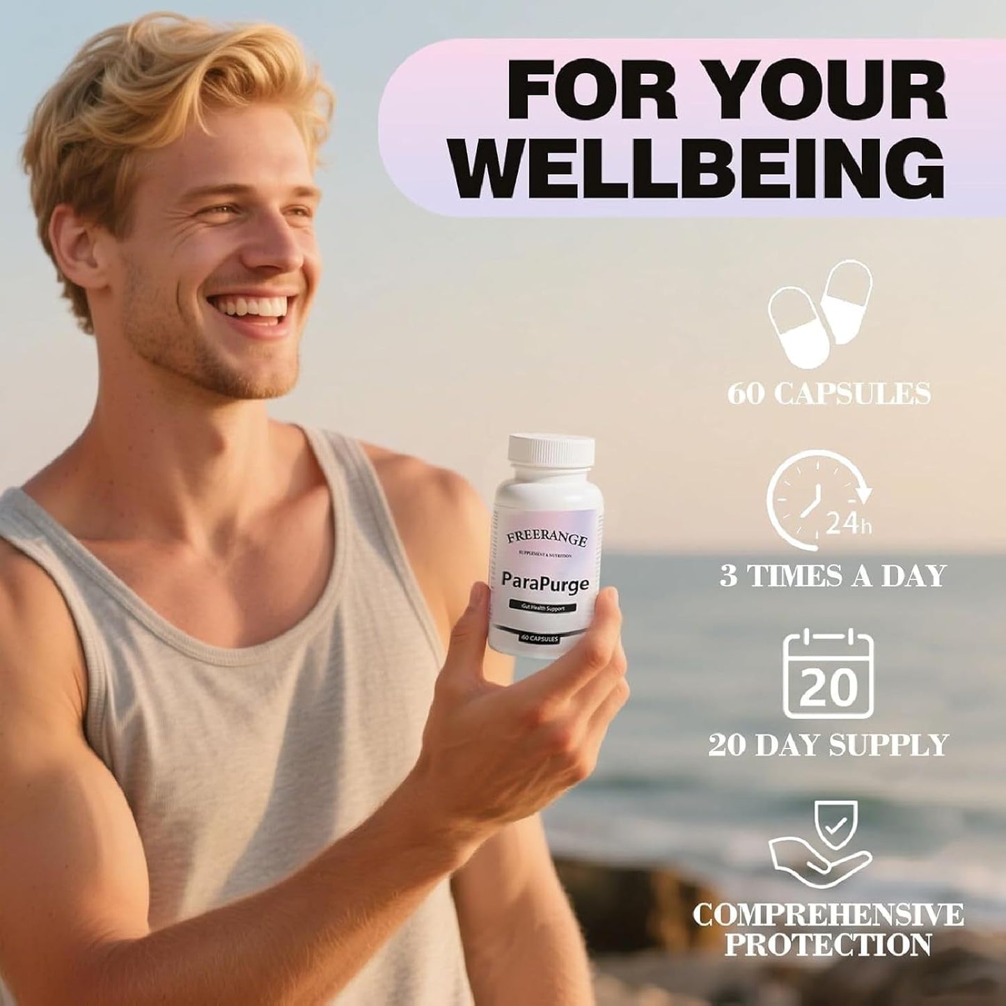 Gut Cleanse - Gut and Colon Support Supplement, Non-GMO Formula, 60 Capsules (1PCS)